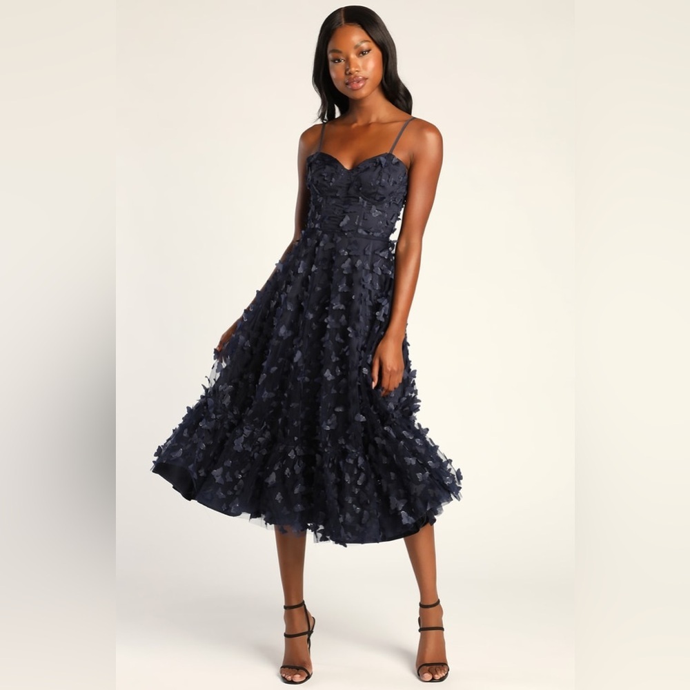 Lulu's Navy Midi Dress